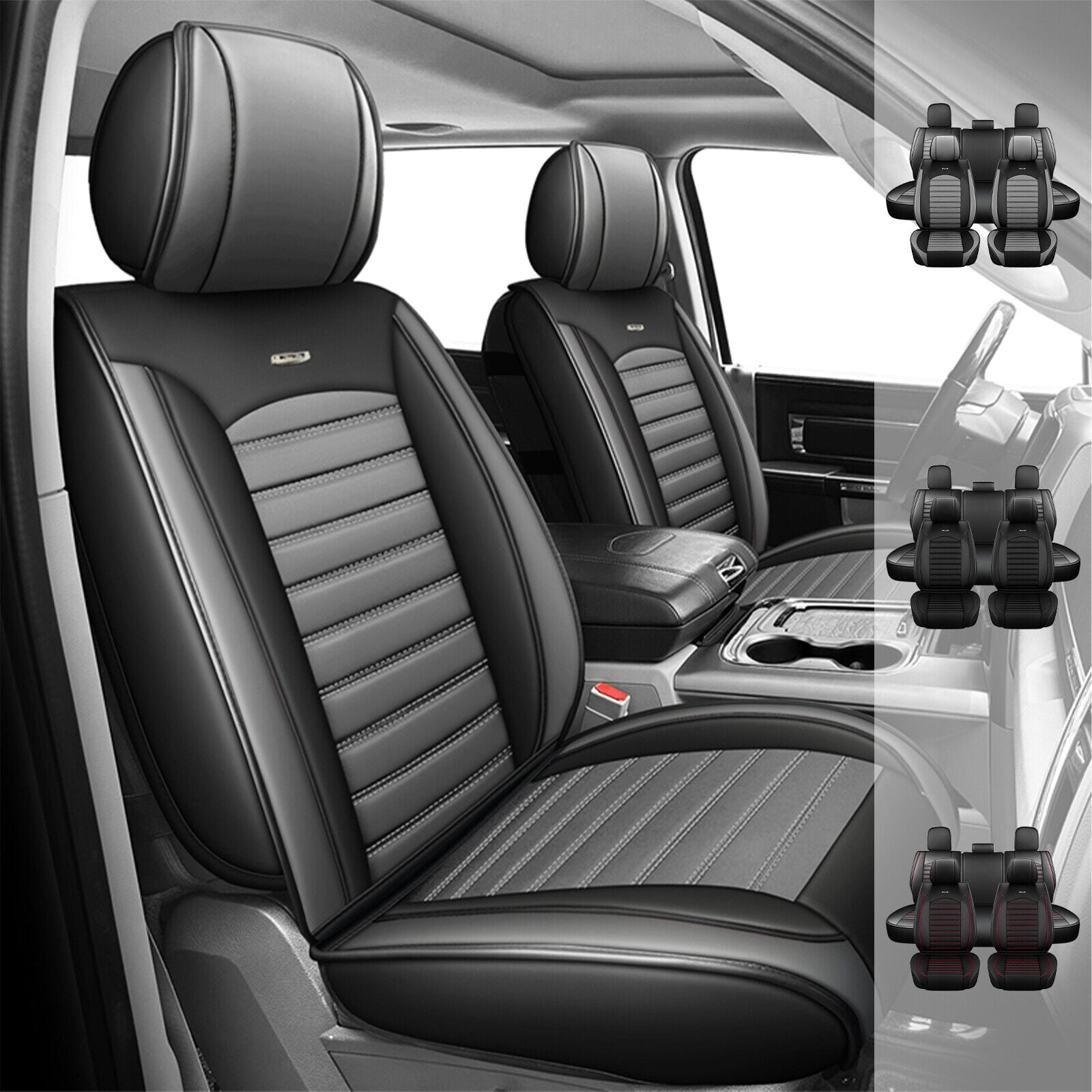 Geartronics PU Leather 5-Seat Cover Set For Dodge Ram 1500/2500/3500 (2009-2023)