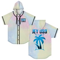 Jey Uso Yeet Merch Hooded Baseball Jersey Tops Short Sleeve Button-up Shirts Women Men Streetwear Tee