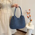 thumbnail image 5 of husxh Women Vintage Shoulder Bag Large Capacity Retro Straw Handbag Hasp Closure Simple Weaving Handbag Ladies Summer Daily Bag, 5 of 9