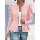 thumbnail image 5 of Chaqueta de Larga con Cuello Redondo para Mujer, Abrigo Informal Elegante A Cuadros con Cremallera para Otoño e Invierno Rosa S, 5 of 10