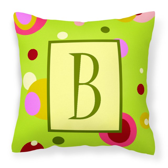 "Treasures CJ1010-BPW1414 Letra B Inicial Monograma Almohada de tela verde, grande, multicolor" Caroline's Treasures CJ1010-BPW1414