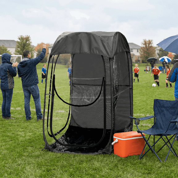 Sports Tent, Portable Pop Up Tent for Outdoor Sports Events, Weather Pod Shelter for Spectators, Fishing and Camping, Cold Wind and Rain Protection, Black
