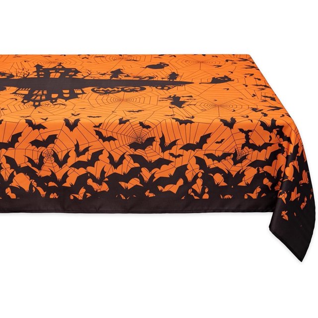 Printed Halloween Tablecloth, Silhouettes Collection - Wrinkle Free Table Cloth for Halloween Decorations, Dinner Parties and Scary Movie Nights (Horror Night, 60 x 120 Inch Rectangle)