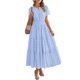 thumbnail image 1 of Vestido casual BTFBM para mujer, verano 2025, cuello en V y cintura elástica, 1 of 6