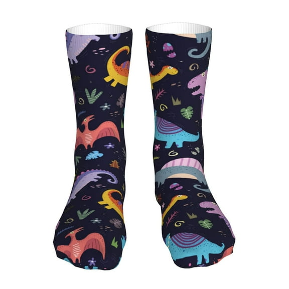 Uemuo Cartoon Dinosaur for 16in Socks, Cotton Socks Sports Socks Knee High Socks Comfortable Socks For Men, Women