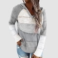 thumbnail image 2 of Xudanell Women's Sweaters Color Block Knit Pullovers Long-Style Fall Hoodies Sweaters for Women Trendy Light Gray L, 2 of 4