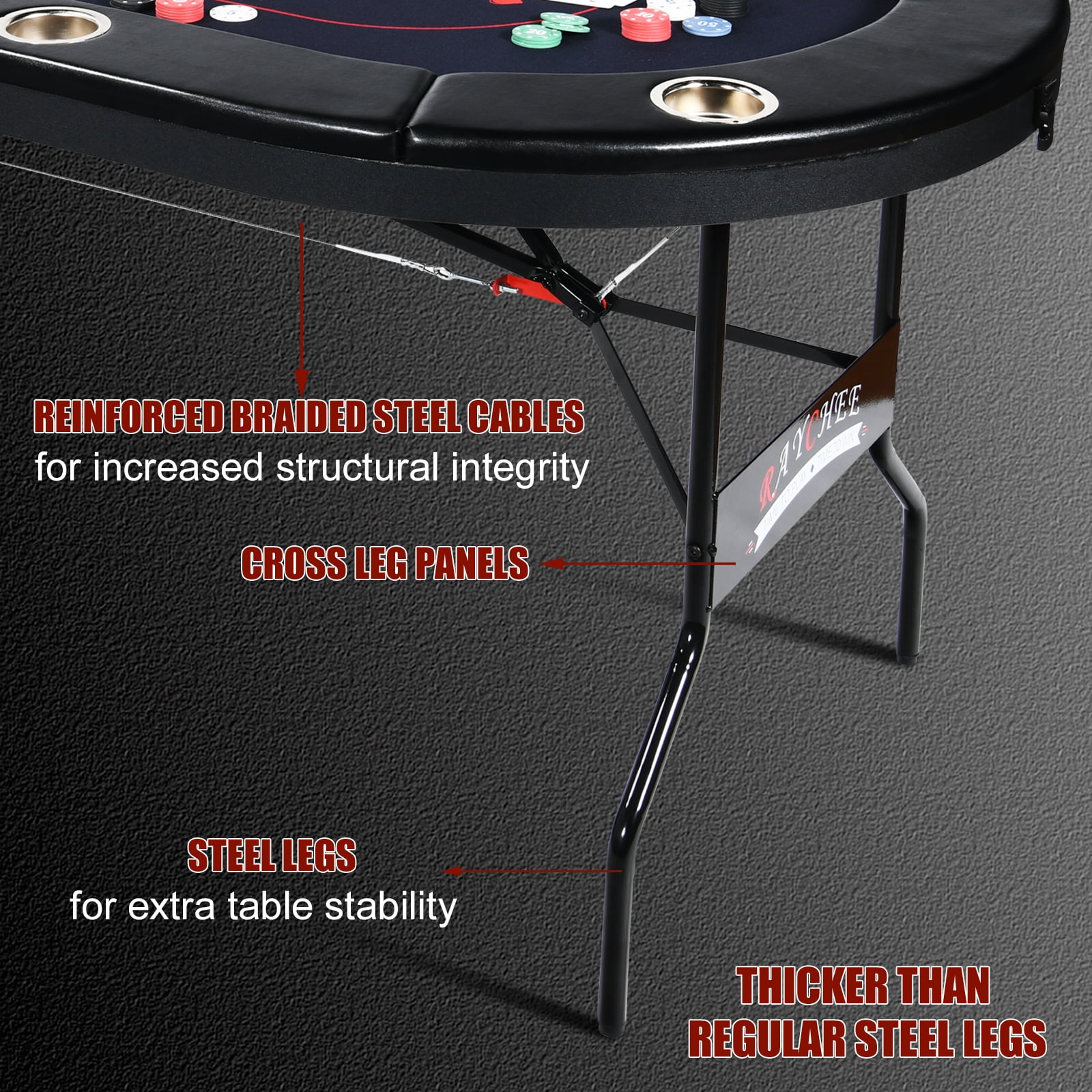 Buy RayChee 8 Player Foldable Poker Table, Texas Holdem Table, Folding