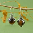 thumbnail image 3 of Sechi Round Tiger Eye Handcrafted 925 Sterling Silver Dangle Earring for Women, 3 of 4