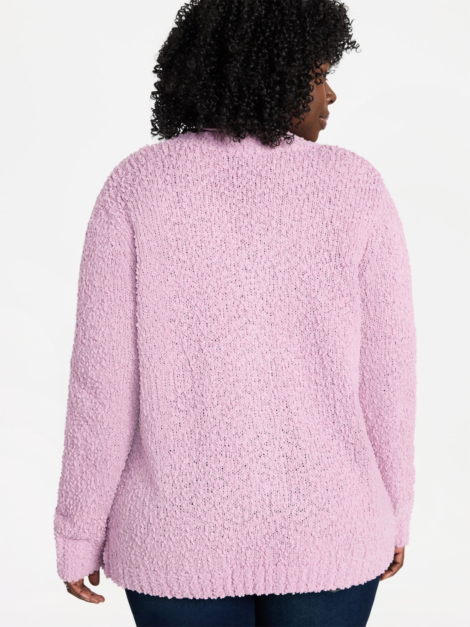 Terra & Sky Women's Plus Size Chenille Cocoon Cardigan Sweater, Midweight, Sizes 0X-5X