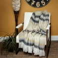 thumbnail image 5 of Parkland Collection Sadie 67x52" Striped Wool & Fabric Throw Blanket in Beige, 5 of 5