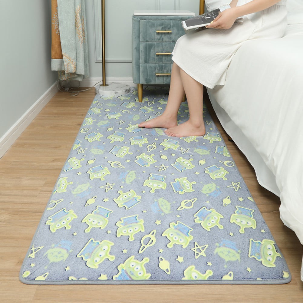 Luminous Plush Fluffy Rug Children Bed Room Carpet Glow in the Dark Area Rugs 