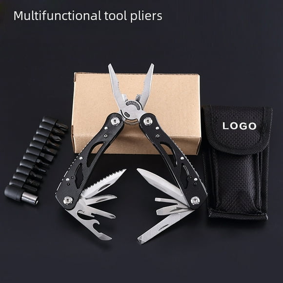 Yangjiang-Made Folding Multi-Tool Pliers with Sharp Blade - High-Quality Steel Construction, Compact Design for Outdoor Camping, Travel & Household Use (GHQ Black)