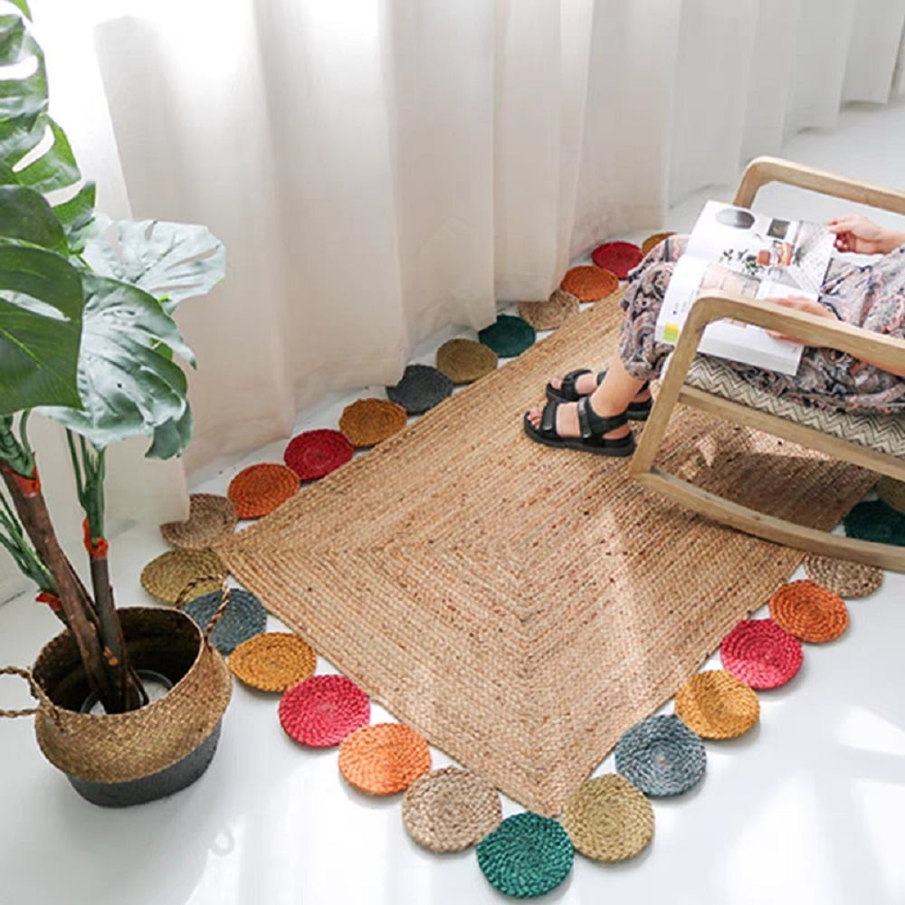 2 ft. x 3 ft. Multi Color Braided Jute Rug Rectangle Area Rug For Home Decor