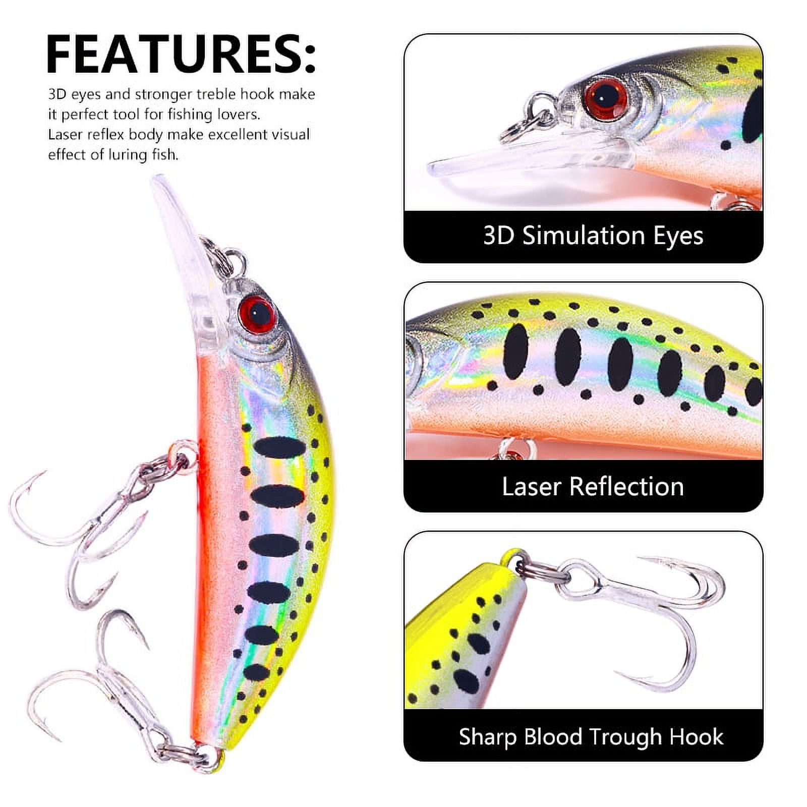 HENGJIA Fishing Lures, Jerkbait for Bass Fishing Minnow Lure Set, Fishing Plugs Sinking Hard Baits Swimbaits for Trout Bass Perch Fishing,10pcs