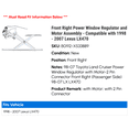 thumbnail image 2 of Front Right Power Window Regulator and Motor Assembly - Compatible with 1998 - 2007 LX470 1999 2000 2001 2002 2003 2004 2005 2006, 2 of 2