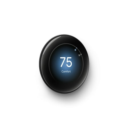 Google - Nest Learning Thermostat (4th gen) with Nest Temperature Sensor (2nd gen) - Polished Obsidian