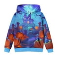 thumbnail image 2 of Odeerbi Kids Boys Girls Halloween Hoodies Ghost Print Hooded Sweatshirts Crewneck Oversized Hooded Sweatshirt 4-14 Years Kids Fashion Long Sleeve Pullover Tops Blue, 2 of 6