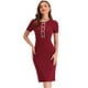 thumbnail image 1 of Vestidos de trabajo de negocios para mujer, manga corta, cuello cuadrado, bloque de color, vestido ce?ido al cuerpo Borgo?a S, 1 of 6