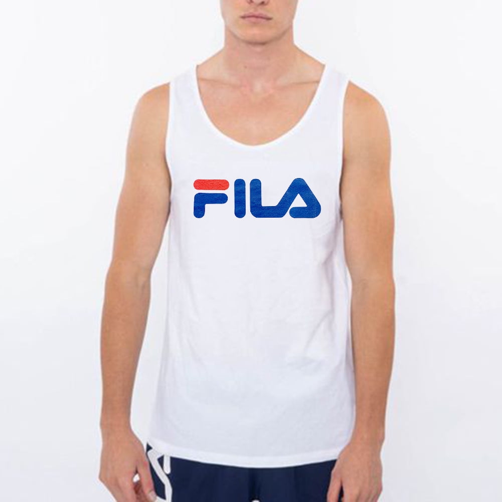 Fila Men's Tank Top Casual Round Logo Athletic Workout Tee, White, M - Walmart.com