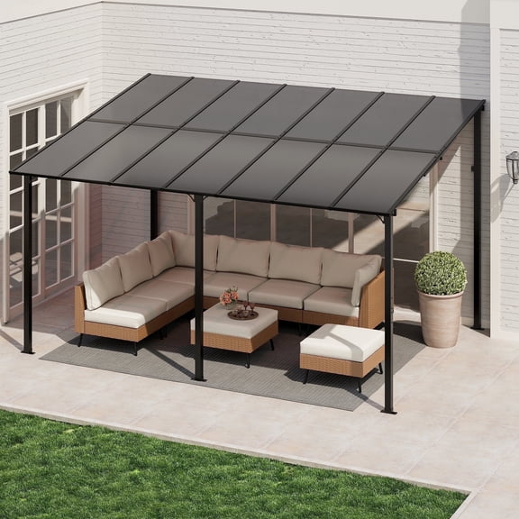 LAUSAINT HOME 10' x 14' Hardtop Gazebo, Outdoor Aluminum Pergola for Garden, Patio, Backyard-Gray