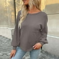 thumbnail image 5 of Women's 2024 Crew Neck Long Lantern Sleeve Casual Loose Ribbed Knit Solid Soft Pullover Sweater with Pocket, 5 of 6