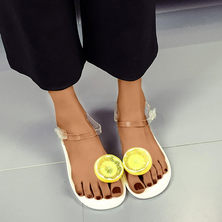 Jelly Sandals for Women Cute Lemon Thong Sandals Clear Ankle Strap