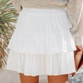 thumbnail image 5 of Maoxin Women Skirt Fashion Women's Solid Ruffle High Elastic Waist Mini Casual Skirts ,White,XL, 5 of 7