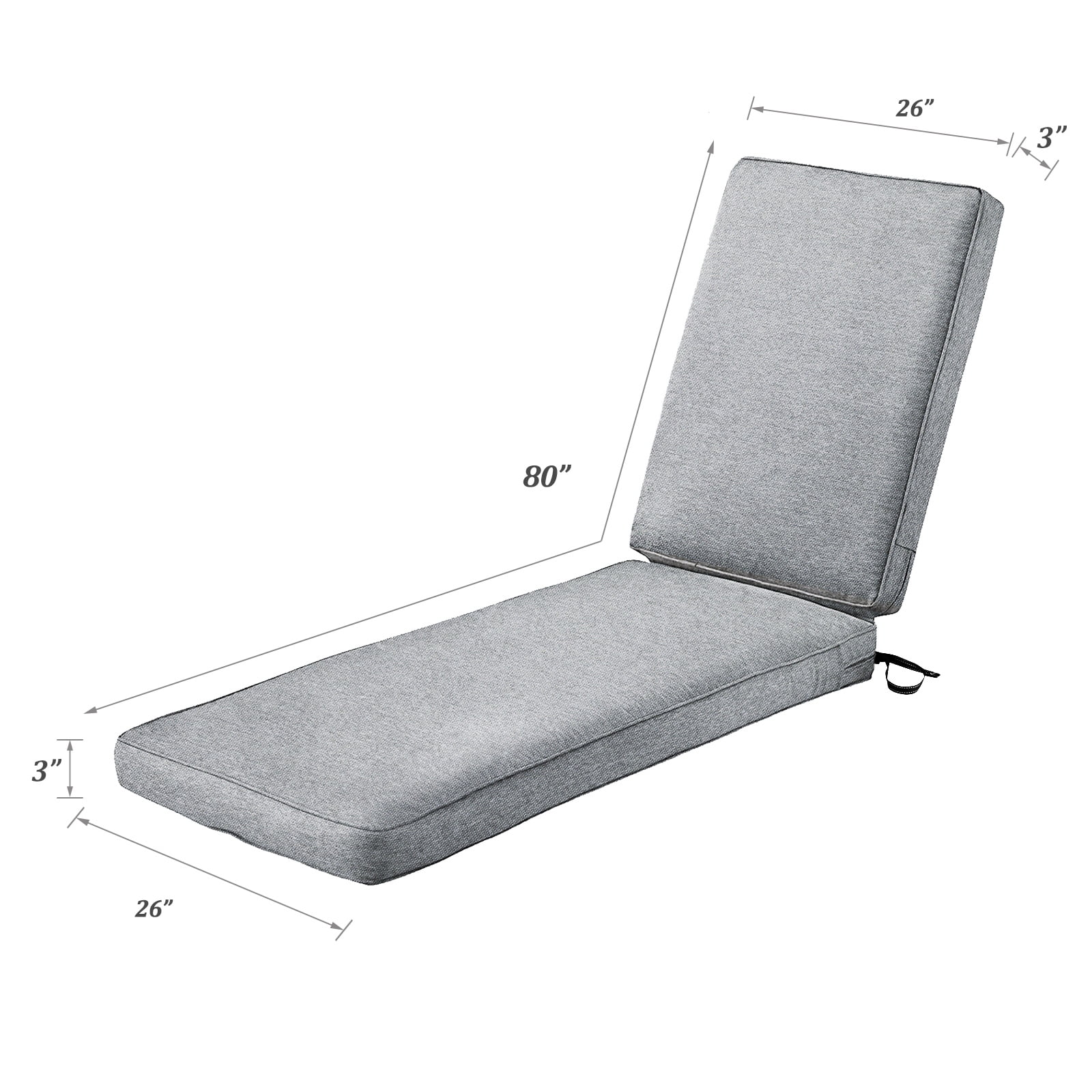 2-Pack Patio Chaise Lounge Cushion Water-Resistant Heavy Duty 3" Thickness high-density foam with Washable Cover
