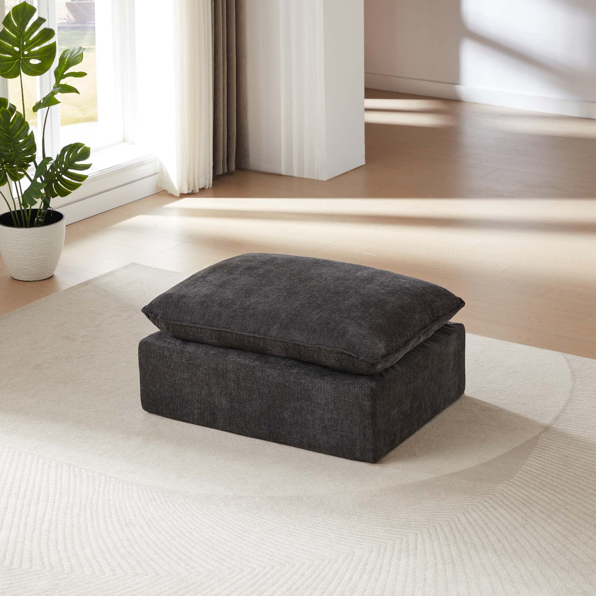 Miniyam 30" x 40" Dark Gray Multi-Functional Ottoman | The Ultimate Flexible Piece to Complete Your L/U-Shape Sofa Configuration