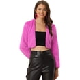 thumbnail image 1 of Abrigo de piel sintética de manga larga sin cuello, chaqueta corta con parte delantera abierta y corta para mujer Rosa Caliente S, 1 of 6