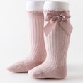 thumbnail image 1 of Children Girls Royal Style Bow Knee High Fishnet Socks.Baby Toddler Bowknot In Tube Socks.Kid Hollow Out Sock Sox 0-4YPink12-24M He Qiyong unisex, 1 of 1