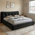 thumbnail image 3 of EnHomee Cloud Upholstered Bed Frame Queen Size Boucle Platform Bed Frame with Button Design Headboard & Round Corner & Extra Pillow,Black, 3 of 9