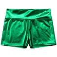 thumbnail image 3 of iiniim Women's Shiny Metallic Stretchy Booty Dance Shorts Hot Pants for Halloween Party Green M, 3 of 7