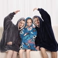 thumbnail image 5 of Blue Soccer Elements Pattern Blanket Hoodies for Kids 6-13YR Oversize Wearable Blanket Hoodies for Boys Girls Teens, 5 of 7
