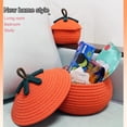 thumbnail image 4 of Sunshinehomely Halloween Pumpkin Storage Basket with Lid, Halloween Woven Pumpkin Basket, Small Orange Woven Rope Basket, Cute Candy Basket Halloween Decorations Party Favors, 4 of 7