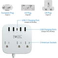 thumbnail image 3 of European Travel Plug Adapter, EU UK US Power Strip with USB C and 4 USB Ports, 3 AC Outlets, Wall Mountable, 5ft Extension Cord, Compact for Travel, Cruise Ship, Home Office (White), 3 of 4
