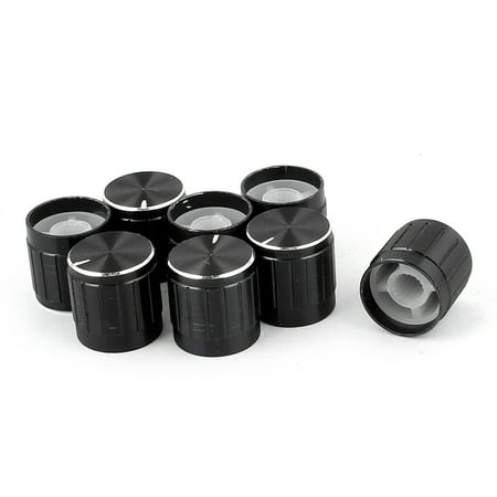 - 8pcs 6mm Hole Dia Metal Round Lamp Dimmer Rotary Switch Knob Control Cap Black