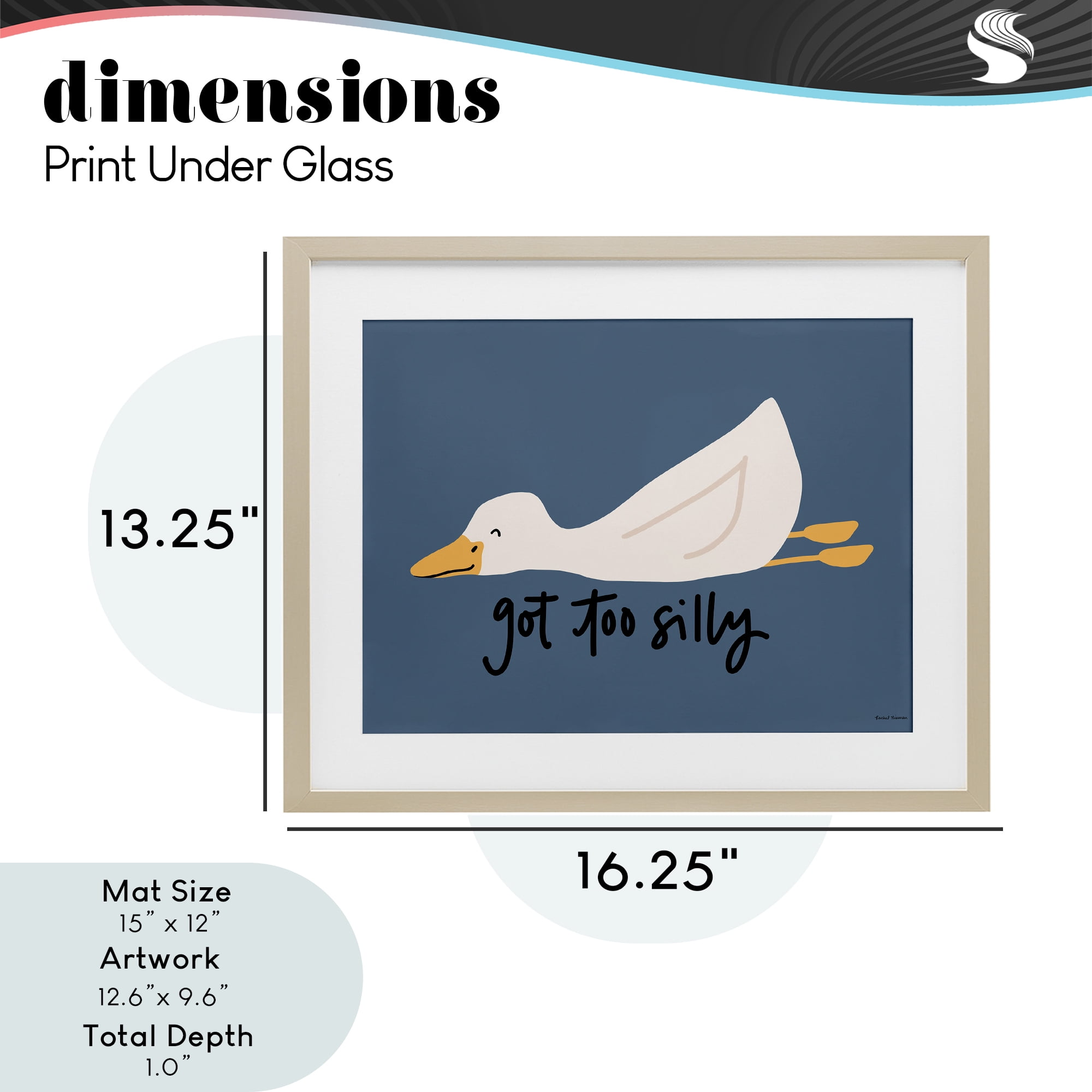 Stupell Industries Got Too Silly Duck Birch Framed Print Under Glass, design by Rachel Nieman