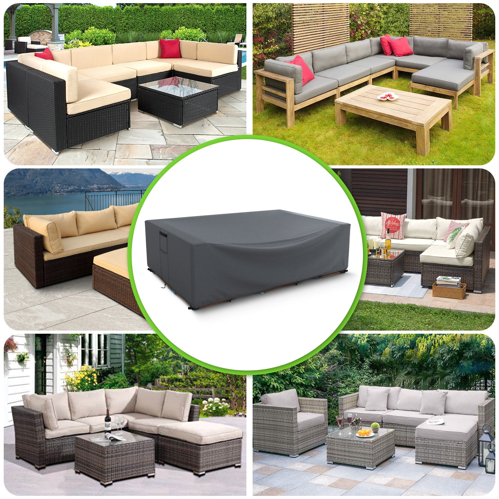 STARTWO Waterproof Patio Furniture Covers Thickened Heavy Duty Outdoor Furniture Covers for 8-10 Seats