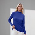 thumbnail image 4 of Ltctricy Long Sleeve Shirts for Women Mock Neck Solid Color Basic T Shirts Base Layer Tops Soft Casual Undershirts(Blue,XX-Large), 4 of 5