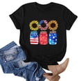thumbnail image 4 of Hauts d'Été Grande Taille pour Femmes Hauts d'Été Tendance pour Femmes Imprimé de la Fête de l'Indépendance Vacances Manches Courtes Col Rond Décontracté Coupe Ample T-Shirts Graphiques Col en V T-Shirt Femme en Liquidation, 4 of 4