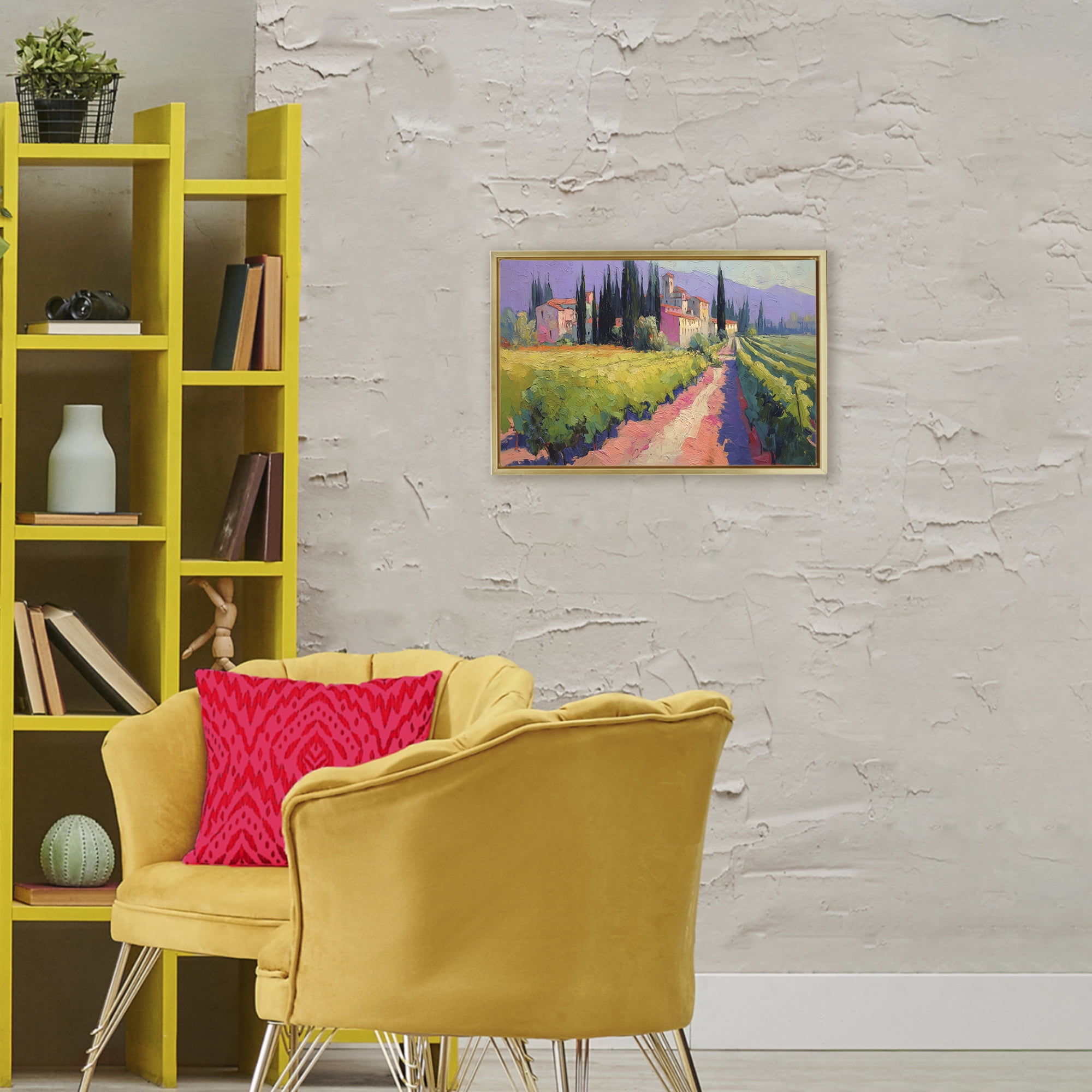Purple Mountains Village Gold Framed Floater Canvas Wall Art, design by Annabelle Hall