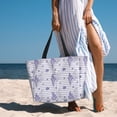 thumbnail image 3 of Wukai Stripes and Sprigs of Lavender Print Zipper Bag,large Beach Tote Bag,Waterproof Sandproof Bag,Grocery and Picnic Tote Travel Bag, 3 of 5