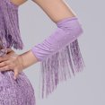 thumbnail image 4 of Lispipm Women's Retro Long Opera Pageant Gloves 1920s Fringe Fingerless Elbow Glove for Costume Party Wedding Arm Sleeves Purple, 4 of 8