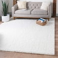 thumbnail image 1 of Unique Loom Solo Solid Shag Collection Modern Plush Snow White Square Rug (8' 2 x 8' 2), 1 of 5
