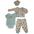 thumbnail image 3 of Happi by Dena Baby Boys Newborn 4 Piece Bodysuit Cardigan Pant and Hat Set 34818-6-9Months (TURQUOISE), 3 of 3