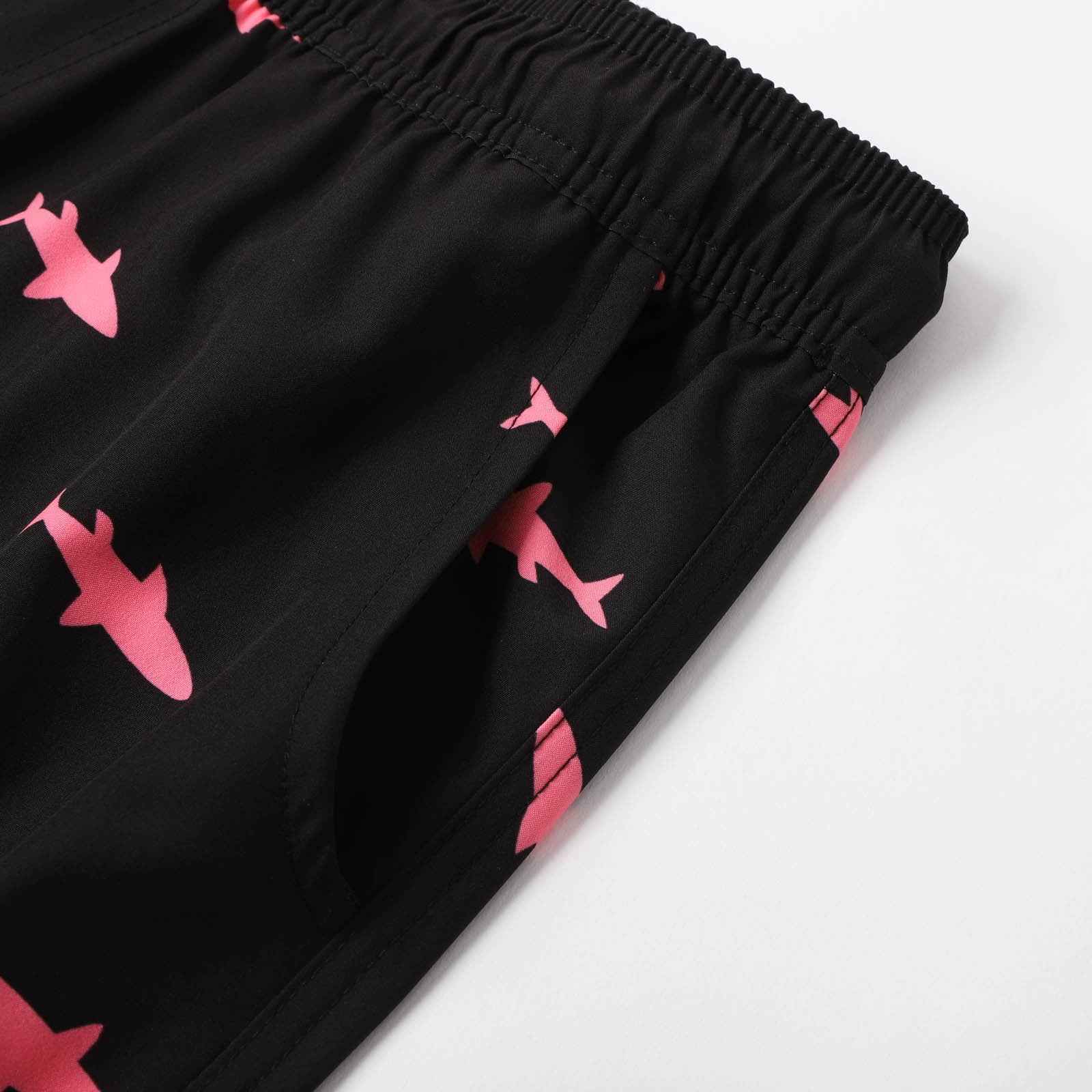 Tisuna Mens Swim Shorts Shark Print Drawstring Elastic Waist Straight Leg Trunks With Liner Casual Stylish Fit Male Holiday Summer Surfing Shorts Black Size Xxxl