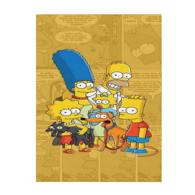 Manta de felpa suave y cómoda de Los Simpsons, manta de franela cálida y ligera para sofá cama de 80 x 60 pulgadas