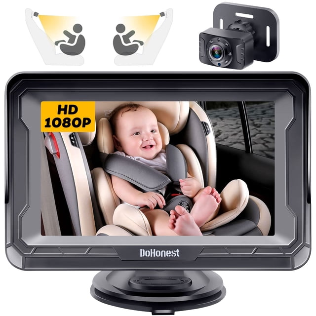 Cámara para Bebé HD 1080P - Monitor Infantil Trasero con Visión Nocturna, Ángulo Ajustable, Pantalla Anti-Reflejo, Seguridad para Niños