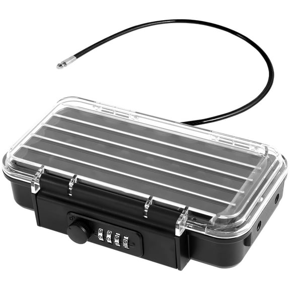 FUYGRCJ Portable Safe Box 4 Digit Combination Security Case with Removable Wire Rope Waterproof Beach Travel Safe Box Visual Safe Storage Box for Travel Beach Hotel Car Home Office